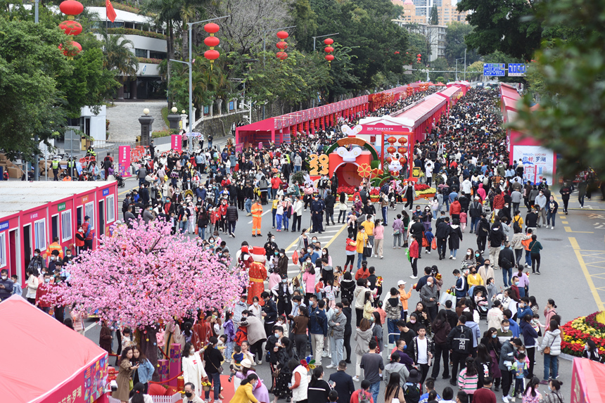 深圳迎春花市人潮如織。劉森君攝